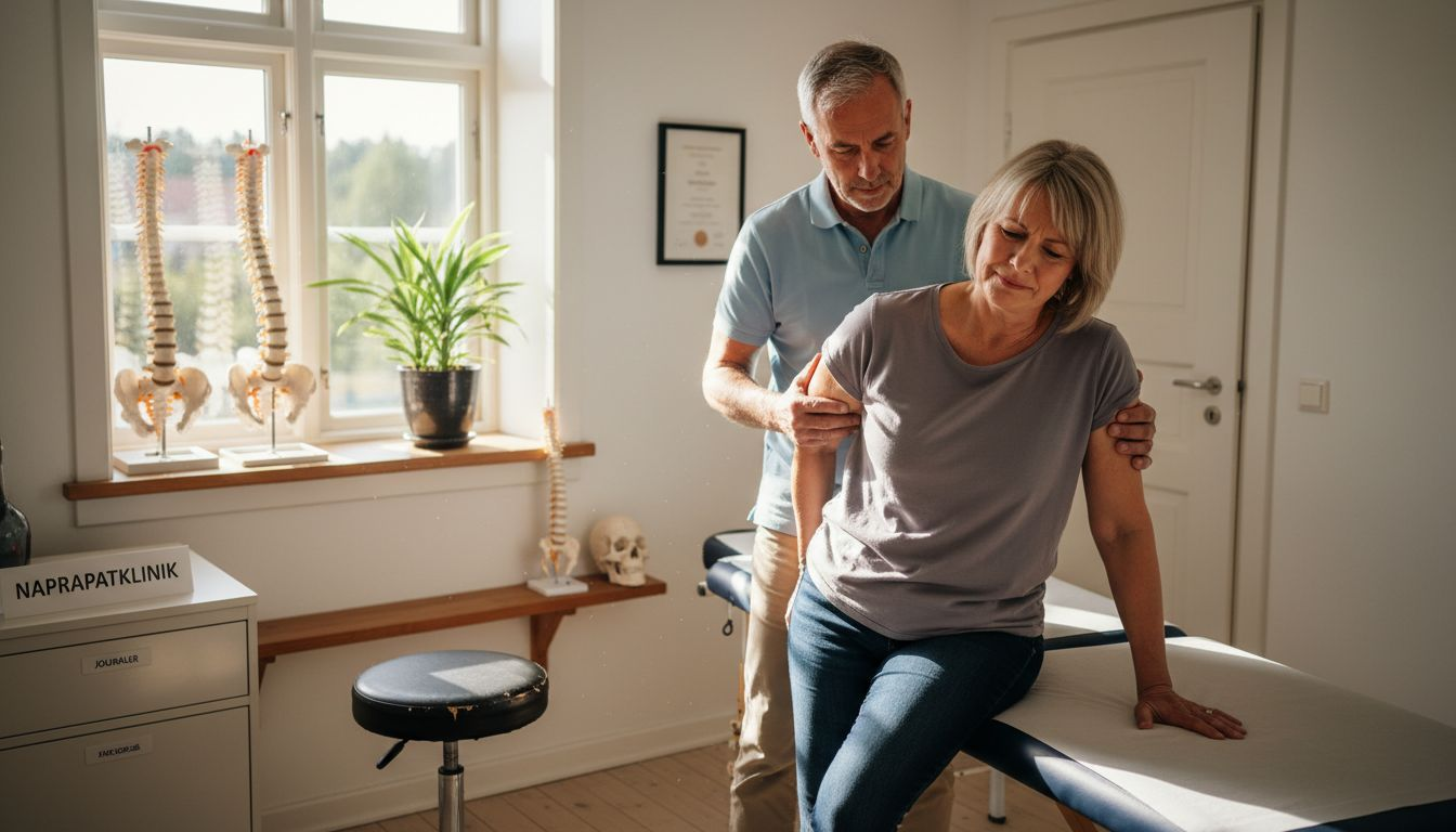 En naprapat tar hand om patient med plötslig ryggvärk