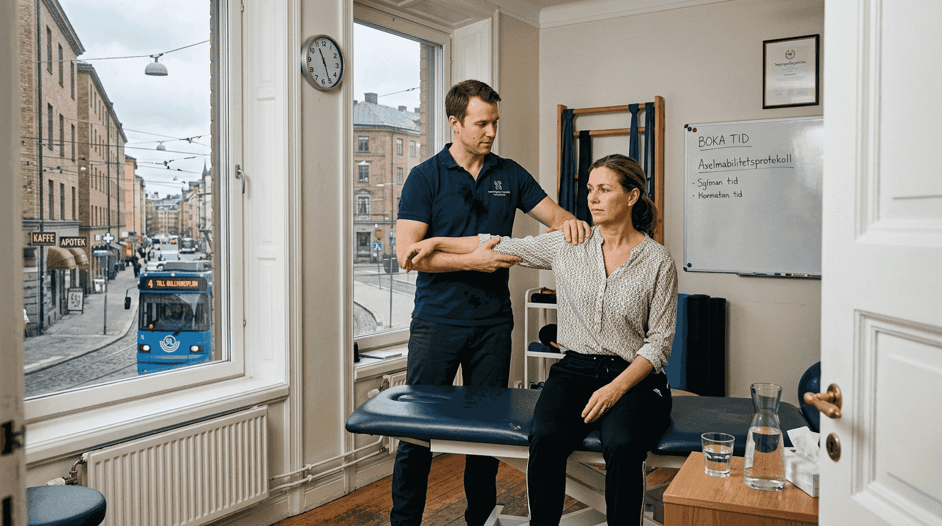 En naprapat tar hand om en patient på en klinik i Stockholm.